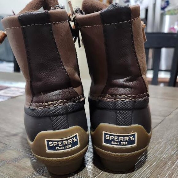 Sperry Women's 5.5M Rubber Duck Boots Navy & Tan Round Toe Side Zip - Picture 6 of 6